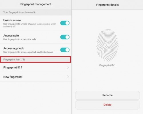 Fingerprint management details