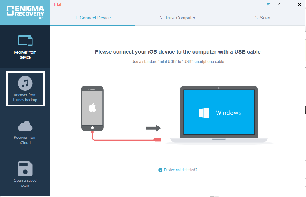 Trust this computer. USB Recovery connect. Сканировать для загрузки IOS Android. Recover from. Connection recovered.