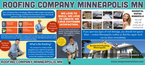 That implies conference face to face or over the phone, to talk about plans, goals, and also allocate each and every job before beginning. We strive to be offered to clients, in order to answer any kind of questions and also attend to any kind of worries that might turn up before, during, or after a project. Roofing Contractor Minneapolis Maintaining quality in mind, our group places customer support initially. While striving to mount and also fix roofing, smoke shafts, as well as seamless gutters, we maintain consumer demands as well as comfort in mind. Browse this site http://www.snapconstruction.com/category/residential/roofing/ for more information on Roofing Contractor Minneapolis. Follow us : 
https://goo.gl/pGpnXx
https://goo.gl/qYsX0E
https://goo.gl/waML01
https://goo.gl/McZyLQ
https://goo.gl/jvBwP8