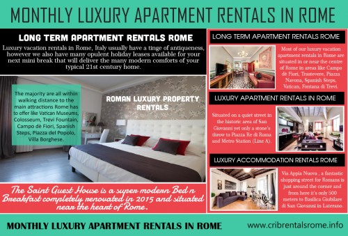 Book your apartments so you can enjoy your stay and truly cherish and explore the serene and friendly environments and emphatic mood of the city. The rentals will keep your tensions about the stay. The Luxury Apartment Rentals In Rome will offer you a stay just as if you were living in your home but without any problems and offering you all the traditional comforts that you might expect from a vacation. Browse this site http://gg.gg/4i2j4 for more information on Luxury Apartment Rentals In Rome. Follow us : https://goo.gl/OfDQwL
https://goo.gl/kchxEF
https://goo.gl/yPLO0h
https://goo.gl/8Jsl2C
https://goo.gl/h7Dvug