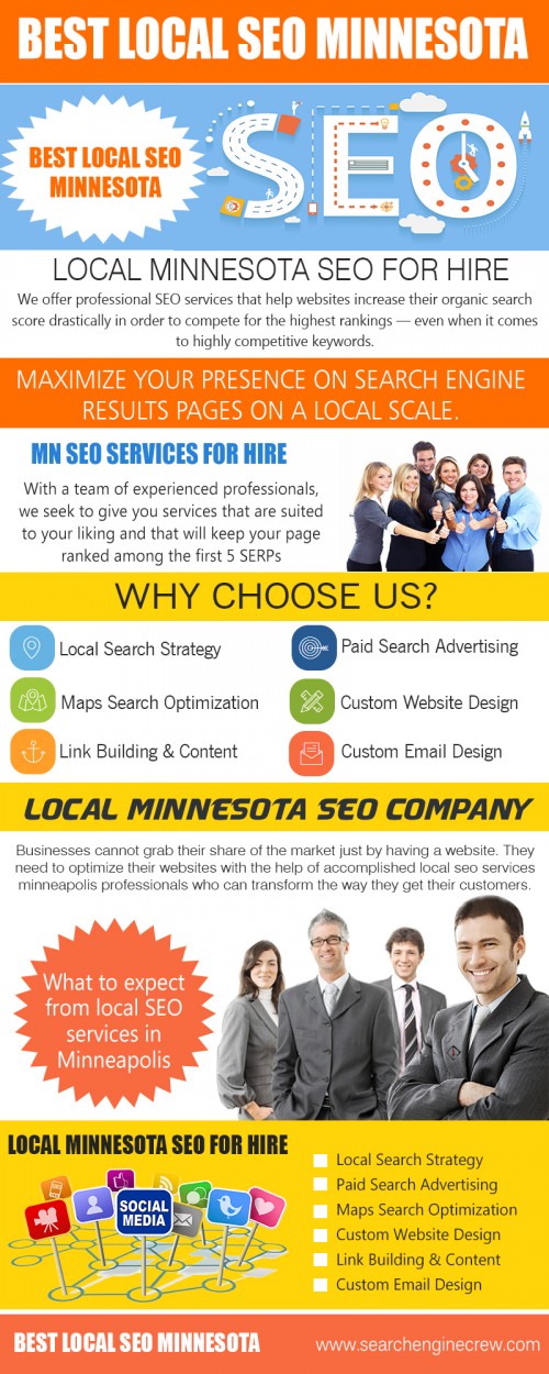 You can easily increase the traffic flow to your site and convert them into sales by taking the service of a reliable and the Best Local SEO Minnesota Company. Ensure that your service provider is helping you with improvement in brand sales, awareness, and visibility. They must also be capable of helping you attain a competitive edge over your competitors. While picking the service provider, talk to the company’s previous clients and obtain their views about the dealings of the SEO firm. This would prove to be of good help to you in finding the best company for your needs, and you will surely benefit from it. So you must put in some effort.