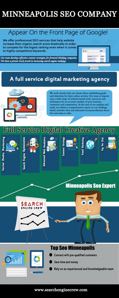 Our Site: https://goo.gl/wJqSSP
The first duty of a professional Minneapolis SEO Services to analyze your website and tweak the site according to latest SEO concept. After tweaking your site, it will be allowed for a test run. This means they will see how the changes work and whether it favors your website. In case if they are not satisfied with the results, then further modifications will be made on your site. This process will be continued until your website comes to the top of the search engine results page.