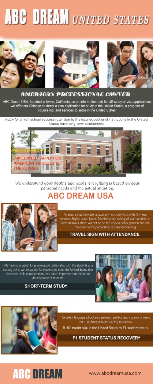 Our Website : http://www.abcdreamusa.com/f2-visa-guide/
Applying for a visa to a foreign country can be a daunting task. It’s enough to make some of us not want to travel or look at destinations that offer visas on arrival! The United States of America (USA) has a stringent visa application process. ABC Dream USA has a geographical advantage to the general company. It involves many steps but the good news is that it’s not impossible to do if you follow the instructions carefully. We hope to simplify the process for you so here’s your USA visa go-to guide.
My Profile : https://www.tumblr.com/blog/abcdreamsusa/
More Links : http://www.imgpaste.net/image/mQw3p
http://www.imgpaste.net/image/mQl74
https://abcdreamsusa.tumblr.com/image/164022197681