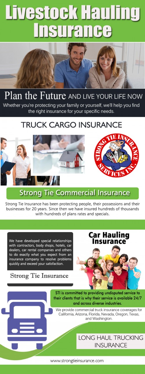 Our site : https://www.strongtieinsurance.com/moving-insurance/ Keeping your truck safe is one of the first things that a truck driver or owner has to make sure to do; this includes but is not limited to providing a safeguard if the truck is hijacked or stolen, if there is an accident or the truck simply fail to function. Strong tie commercial truck insurance often deal with all these situations and much more, to the benefit and preference of the truck owners and runners. more links : https://www.younow.com/StrongTieInsura http://identyme.com/furniturehauling https://angel.co/furniture-hauling http://www.bagtheweb.com/b/9bHnAZ