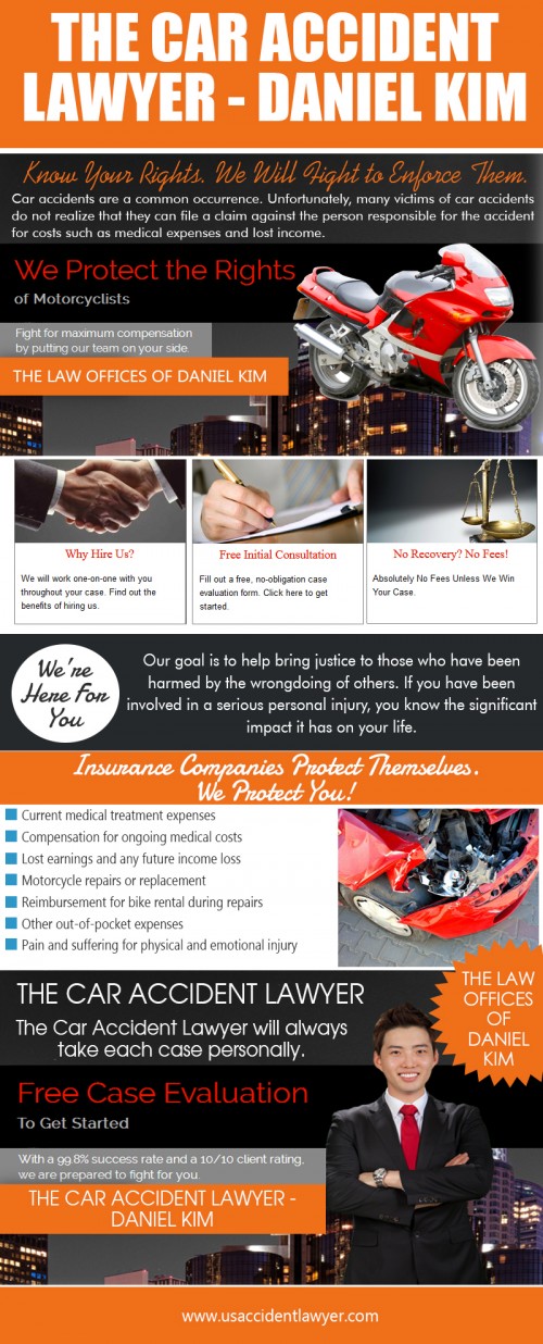 our site : https://www.usaccidentlawyer.com/ Have you been injured as a result of a car, motorcycle or bicycle accident? We offer legal help for people injured in a wide range of vehicular accidents, from cars and motorcycles to large 18 wheelers and industrial vehicles. As with an automotive accident, you can and should seek fair treatment under the law if you’re injured as a result of another driver’s negligence. To find out if you have a case, please contact The Law Offices of Daniel Kim. More Links : https://remote.com/the-car-accident-lawyerdaniel-kim https://architizer.com/users/usaccident-lawyer/ https://slides.com/lawofficesofdaniel https://getpocket.com/@c43TPAd7g680Zp5bThd82a4drHp1gh27d4ay22j9drF374oeP82cpn4cW5dgD6eD