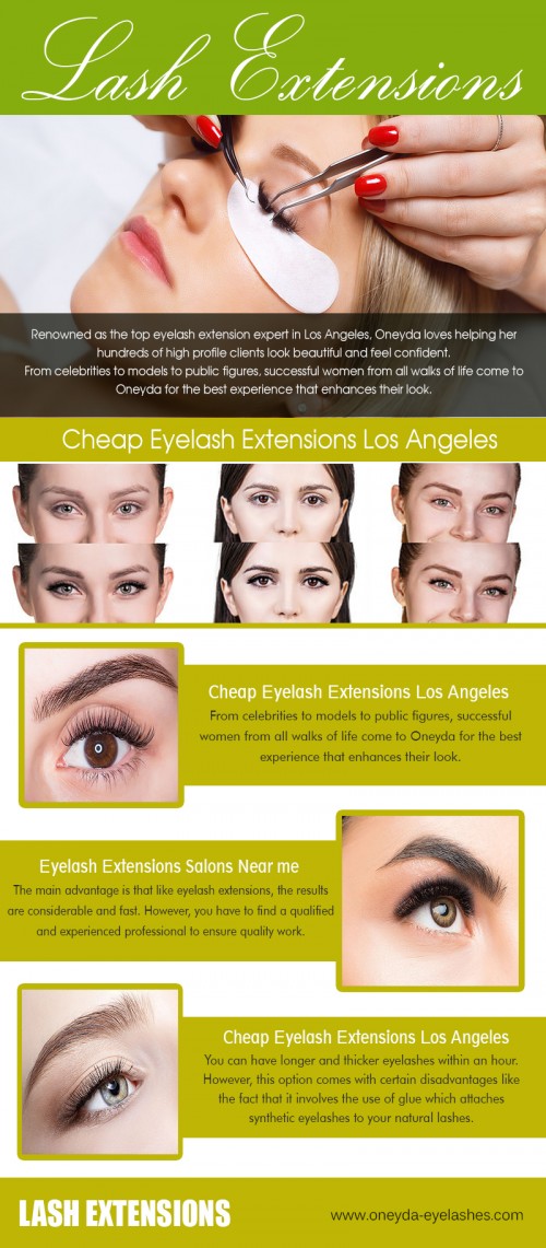 Our Website https://www.oneyda-eyelashes.com/
Eyelash extensions are extensions added to your existing eyelashes. It is a painless procedure where eye lashes (artificial) are added to your already natural lashes. These artificial eyelashes are organic and light weight which make them comfortable to wear and are barely noticeable. The best eyelash extensions Los Angeles improves the way the eyelashes look by enhancing their length and making them appear thicker. These lashes are also curled so you always have that look which suggests you have walked out of a beauty salon.
More Links : https://www.facebook.com/Oneyda-Eyelashes-308897816308205/
https://plus.google.com/107713533788436602812
https://www.pinterest.com/marcovvert/
