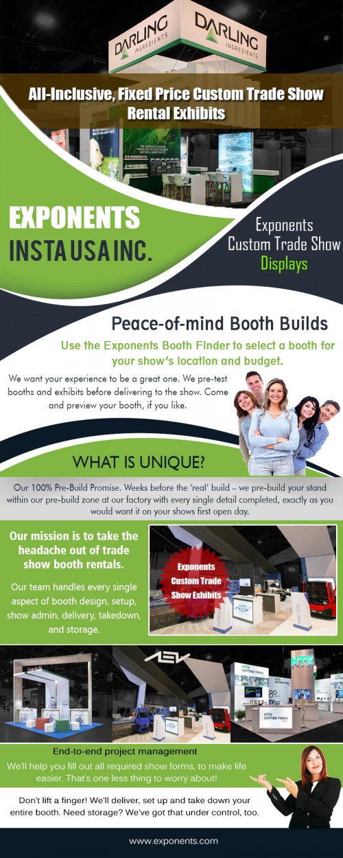 Our Website: https://www.exponents.com/trade-show-exhibition-booth-design-exhibit/
When you have an exhibit at a trade show, you're in competition with everybody else. The average attendee who visits the show is exposed to a variety of sights and sounds. Therefore, your booth should be able to cut through the clutter. Getting a great design for exponents custom trade show booth will definitely give you an edge and a much-needed head start.
My Profile: http://www.imgpaste.net/user/exponentsinstaus
More Links: 
http://followus.com/exponents
https://www.4shared.com/u/g4AlBaD0/exponentsusa.html
https://www.behance.net/exponentsinsta