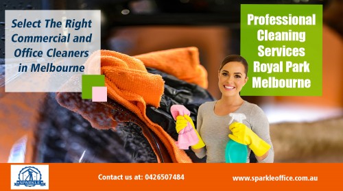 Our website : https://www.sparkleoffice.com.au/cleaning-services-royal-park-melbourne/  
An office cleaning company does not disturb employees while they are busy doing their work. Once all the employees have left the office, the skilled cleaners start their cleaning job. Important tasks performed by them include dusting and wiping all the furniture; mopping the floors, cleaning walls, carpet cleaning, maintaining bathrooms, etc. In addition to this, Professional Cleaning Services Parkville Melbourne also carry out polishing work, if required.  
More Links : https://twitter.com/Vacate_Cleaning  
https://www.youtube.com/user/SparkleOffice/   
http://officecleaningservices-melbourne.blogspot.com  
sparkleofficecleaning.com.au