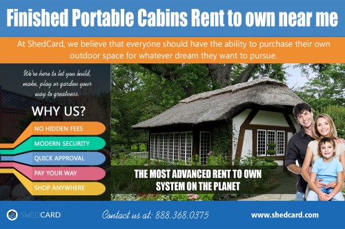 Finished portable cabins rent to own Texas an option to buy the best at https://www.shedcard.com  

More Links : https://www.shedcard.com/amish-cabins-rent-to-own/  

https://www.shedcard.com/amish-cabins-rent-to-own/  

Quality log cabins are a must and the timber used to construct as well as the construction method can determine this. You can find Finished portable cabins rent to own Texas that are just as impressive in quality, so don't be afraid to weigh all your options. Wall thickness, price and durability are also important factors to consider when looking for log cabin. The more you know about the cabins the easier it will be to make a good selection bound to serve you for long.  

Find Us : https://goo.gl/maps/npVAF7KY9oy  

Social Links : 

https://twitter.com/owncdport  
https://www.instagram.com/renttoownsheds/  
https://www.pinterest.com.au/renttoownbarns/  
https://plus.google.com/113754892930894474849  
https://www.youtube.com/channel/UC88n9X2OkUWY7clkPbIgQBw