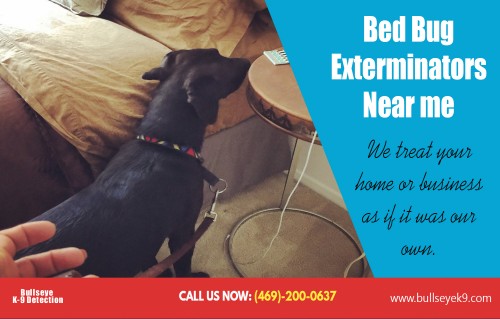 Bed bug heat treatment near me experts are here to help AT http://www.bullseyek9.com/bed-bug-service-dallas/
Find us on Google Map : https://goo.gl/maps/kyMhBuKRHZ42
Deals In  : 
bed bug heat treatment cost
bed bug heat treatment near me
Bed bug exterminator service dallas
bed bug services in dallas tx
heat pest services dallas

Bed bug heat treatment near me offer different packages for dealing with pests. They offer a one time cleaning and then they charge a little extra for routine monitoring afterwards. They also offer monthly or bi-monthly service for keeping your home environment pest free and clean. The charges for the services that they usually offer are not fixed. It depends upon the level of heat pest services that is required.

Add: Frisco, TX, USA
Contact Us To Schedule An Appointment 469-200-0637 
Mail : john@bullseyek9.com 
WOrking hours : Mon to Fri : 8:00am to 6:00pm
Social--- 
http://uid.me/killbedbugs
http://bedbugremoval.nouncy.com/bed-bug-controldallas#/
https://www.smore.com/u/killbedbugs