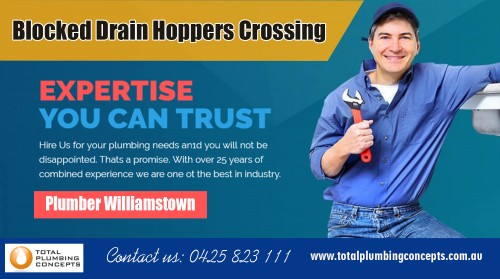 Blocked  Drain Hoppers Crossing With many years of experience AT http://totalplumbingconcepts.com.au/plumber-hoppers-crossing/
Find us on our google map : https://goo.gl/maps/cboqq44i2q12

An experienced Plumber Blocked  Drain Hoppers Crossing will abide by the codes and will be able to complete the task in a hassle-free manner and if you need an urgent help then emergency plumber are here to help you. If you are considering remodeling your bathroom or would like updates on the plumbing in your home, then you will require a permit in order to make such changes. In such cases, you will need to hire a professional plumber because they follow rules and regulations.
Social : 
https://snapguide.com/plumber-werribee/
http://www.cross.tv/profile/675474
https://www.reddit.com/user/plumberwerribee/
http://www.alternion.com/users/plumberwerribee

Street Address — 35 Waters dr Seaholme
Suite/Office — 2/21Gervis dr, Werribee, Victoria, 3030
Primary Phone Number — 0425823111
Primary Email — Info@totalplumbingconcepts.com.au