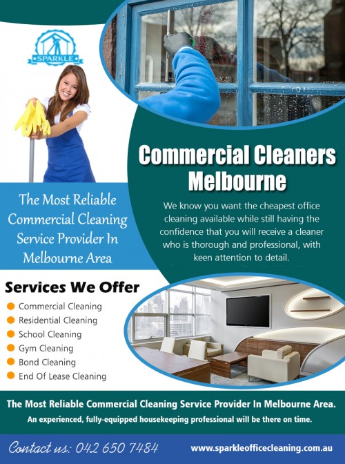 Various Reasons For Choosing Commercial Cleaners Melbourne At http://www.sparkleofficecleaning.com.au/commercial-cleaning-companies-melbourne/

Find Us: https://goo.gl/maps/Vpczw1fjcjR2

Deals in .....

Cleaning Services Dandenong
Commercial Cleaners Melbourne
Commercial Cleaning Melbourne
Office Cleaners Melbourne
Office Cleaning Melbourne

Commercial Cleaners Melbourne is essential for ensuring that your business and offices appear professional, but they are not often the focus of your day-to-day operations. It means that you probably have not spent the time or energy to invest in the right cleaning supplies and equipment. Professional office cleaning companies will have everything they need to keep your offices in tip-top condition.

Social---

https://twitter.com/Vacate_Cleaning
https://about.me/sparkleofficecleaning
https://www.instagram.com/hotelcleaning
https://en.gravatar.com/bondcleaningservicesmelbourne