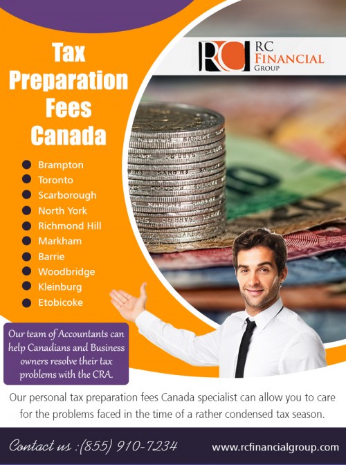 How much does it cost to do taxes to get your refund at https://rcfinancialgroup.com/tax-prep-fees/
Find Us On : https://goo.gl/maps/PVBguVDLjwM2

Tax : 

Tax Preparation Fees Canada
Income Tax Preparation Fees Canada
Tax Preparation Fees

You no longer have to wait for your tax booklet to arrive in the mail before starting. You don't even need to know which forms you have to chase down to get started. Taking this process online means you get to know How Much Does It Cost To Do Taxes. You'll discover that several programs can assist you with the process, and depending on your financial situation, you can be finished in well under an hour. This might take less time than your actual drive to see your tax professional, discuss your financial situation for the year, and drive back home. 


Business name	- RC Accountant - CRA Tax
 
Address : - 1290 Eglinton Ave E, Mississauga, ON L4W 1K8

Phone : +1 855-910-7234

E- Mail : info@rcfinancialgroup.com

Other Links : 

https://www.allmyfaves.com/mississaugaaccount/
https://twitter.com/RCfinancialGrp
https://www.twitch.tv/mississaugaaccountant/videos
https://digg.com/u/mississaugaaccount