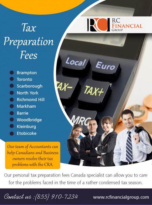 How Much Does Block Charge To Do Taxes Canada at https://rcfinancialgroup.com/tax-prep-fees/
Find Us On : https://goo.gl/maps/PVBguVDLjwM2

Tax : 

Tax Preparation Fees Canada
Income Tax Preparation Fees Canada
Tax Preparation Fees

If you prefer a more traditional option, pay for your Block Canada Fees with debit, credit card or cash. A lot of people have the perception that preparing and filing their taxes is easy and it saves them money. In a very few cases, this might be true but for the vast majority of people, preparing and filing your taxes may be more costly. Almost every year, some portion of the tax code changes. If you are not a tax professional you, more than likely, will not be aware of the current years' changes and not knowing the rules will not be an acceptable excuse should you be audited, and mistakes are found.

Business name	- RC Accountant - CRA Tax
 
Address : - 1290 Eglinton Ave E, Mississauga, ON L4W 1K8

Phone : +1 855-910-7234

E- Mail : info@rcfinancialgroup.com

Social Links : 

http://www.apsense.com/brand/RCFinancialGroup
http://uid.me/mississauga_accountant
https://followus.com/mississaugaaccountant
http://uid.me/gtaaccountant