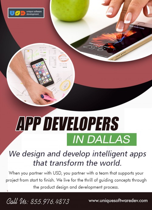 Turn app dreams into reality with app developers in Dallas AT https://www.uniquesoftwaredev.com/services/mobile-apps/
Find Us On google Map : https://goo.gl/maps/2dXCGZ3jU4Q2
Are you a business owner with an innovative app idea tweaking in your mind? Or you have a successful website and wish to give a new look with the mobile app? Or do you want to take an edge over your competitor? Well, Hire app developers in Dallas to get a path-breaking mobile app that will help you grow your business on success.
Social :
http://www.apsense.com/brand/UniqueSoftwareDev
http://www.colourlovers.com/lover/dallasmobileapp
http://www.cross.tv/profile/663692

Add : 4330 N Central Expy #200, Dallas, TX 75206, USA
Call: 855.976.4873
Mail : info@uniquesoftwaredev.com

Deals In :
app development dallas
app developers dallas
app developers in dallas
it company dallas