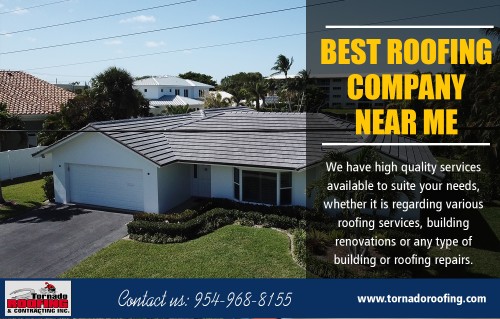 Understanding the Basics of Roof Replacement Contractor Near Me at https://tornadoroofing.com/

Services: roof replacement, roof repair, flat roof systems, sloped roof systems, commercial roofing, residential roofing, modified bitumen, tile roofing, shingle roofing, metal roofing
Founded in : 1990
Florida Certified Roofing Contractor:
License #: CCC1330376
Florida Certified Building Contractor:
License #: CBC033123

Find us here: https://goo.gl/maps/qPoayXTwKdy

It is essential to be sure you are hiring the right roof replacement contractors for the job, so when you decide to replace your roof, it's a good idea to get quotes from Roof Replacement Contractor Near Me. Ask if they are familiar with roll roofing, shingles and all the other materials you are considering. Also, make sure they have liability insurance and that they can provide a copy of their contractor's license, as well as a list of references.

For more information about our services click below links: 
https://yelloyello.com/places/tornado-roofing-contracting
https://www.cityfos.com/company/Tornado-Roofing-Contracting-in-Pompano-Beach-FL-22536373.htm
https://www.cybo.com/US-biz/tornado-roofing-contracting_10
http://www.ibiznessdirectory.com/united-states/pompano-beach/construction-contractors/tornado-roofing-contracting
https://www.find-us-here.com/businesses/Tornado-Roofing-Contracting-Pompano-Beach-Florida-USA/33044671/
https://www.mobypicture.com/user/roofersnearme
https://bestroofingcompanynearme.imgur.com/posts

Contact Us: Tornado Roofing & Contracting
Address: 1905 Mears Pkwy, Pompano Beach, FL 33063
Phone: (954) 968-8155 
Email: info@tornadoroofing.com

Hours of Operation:
Monday to Friday : 7AM–5PM
Saturday to Sunday : Closed