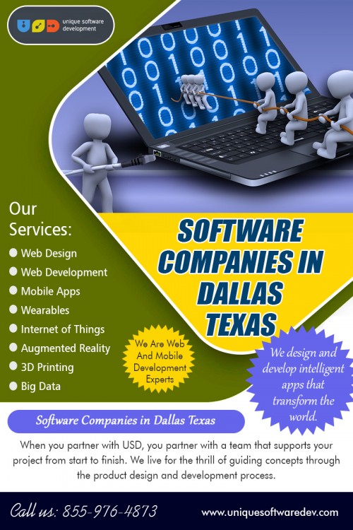 Software companies in Dallas texas for internet advertising solutions at http://www.uniquesoftwaredev.com/blog/dallas-software-companies/

Find us:

https://goo.gl/maps/2dXCGZ3jU4Q2

The software companies in Dallas Texas concentrates on technology which ranges from IoT device design to gateway deployment and from software optimization strategies to security options, as well as applying deep-learning techniques to track and handle the vast heaps of device-generated data. We've got a group of seasoned and expert software engineers who will undergo the specified software development stages. 

Our Services:

software companies in dallas
software companies in dallas texas
unique software development companies in texas
software development companies in dallas

Add  : 4330 N Central Expy #200, Dallas, TX 75206, USA
Call : 855.976.4873
Mail  : info@uniquesoftwaredev.com

Social Links:

https://kinja.com/dallassoftwarecompanies
https://moz.com/community/users/11778457
https://myanimelist.net/profile/dallasmobileapp
https://padlet.com/DallasAppCompany
https://papaly.com/dallasappcompany