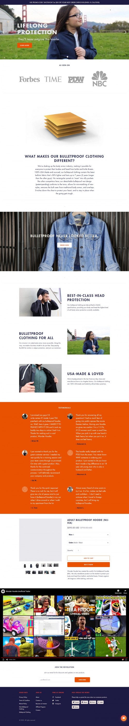 Our bulletproof clothing includes affordable bulletproof vests, Bulletproof Shirt, Civilian bulletproof clothing, bulletproof backpacks, and bulletproof hoodies for men, women and children. Bulletproof clothing. Wonder Hoodie was created out of a personal need to protect loved ones. After a neighborhood shooting, our founder searched online for protective clothing for her mom and little brother. Unfortunately, she was met with few bulletproof clothing options designed for them, and prices that soared into the thousands of dollars. Our mission is to make body armor more accessible to all, and allow everyone to feel safe walking around their communities.

#wonderhoodie #premium #bulletproof #jacket #shirt #clothing #civilian #bodyarmor #vest #suit #headprotection #dogclothes #kevlarvest #miguelcaballero #USA

Find More Information:- https://wonderhoodie.com/