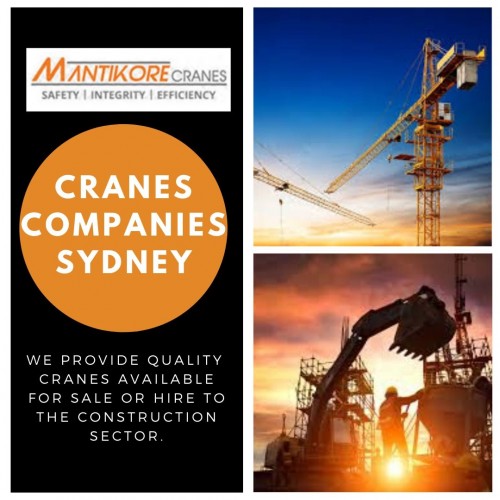 Get new as well as used cranes for sale and hire. Mantikore Cranes is the best crane companies Sydney which provides cranes services for your construction sites.  We have a professional who will help you always if sometimes any fault might occur. We are providing affordable new and used cranes for sale as well as for hiring. We provide you with cost-effective solutions to the lifting needs of its clients. Whichever crane you can be assured it is the most viable to get the job done. Also, you can hire a mobile crane, self-erecting cranes, and electing Luffing cranes, etc. If you are interested drop your requirement on info@mantikorecranes.com.au or call us at 1300 626 845.

Website:  https://mantikorecranes.com.au/

Address:  PO BOX 135 Cobbitty NSW, 2570 Australia
Opening Hours:  Monday to Friday from 7 am to7 pm

Follow us on our Social accounts:
Facebook
https://www.facebook.com/pg/Mantikore-Cranes-108601277292157/about/?ref=page_internal
Instagram
https://www.instagram.com/mantikorecranes/
Twitter
https://twitter.com/MantikoreC