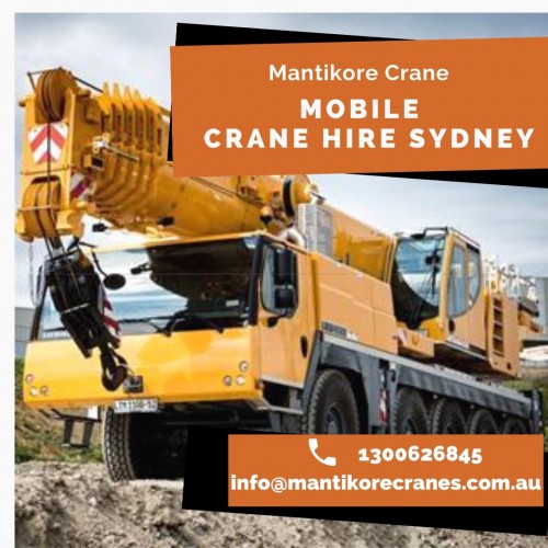 If located in Sydney and want to mobile crane hire Sydney for your construction sites? Mantikore Cranes provides best crane services. We assure that you will receive the best crane trucks in Sydney.  We are committed to completing all projects safely, efficiently, on budget and on-time. We also provide buyback options once your crane has completed your project. We have more than 29 years of experience working in the crane hire industries in Australia. We assure you that you will receive the best crane hire services.  We are providing Tower Cranes, Mobile Cranes, Self-Erecting Cranes, and Electric Luffing Cranes. Our professionals will provide you with effective solutions and reliable services that can help you to solve technical problems that might occur sometimes. To know more about our services, you may visit on the website. Contact us at 1300626845.

Website:  https://mantikorecranes.com.au/

Address:  PO BOX 135 Cobbitty NSW, 2570 Australia
Email:  info@mantikorecranes.com.au 
Opening Hours:  Monday to Friday from 7 am to7 pm

Follow us on our Social accounts:

Facebook
https://www.facebook.com/pg/Mantikore-Cranes-108601277292157/about/?ref=page_internal

Instagram
https://www.instagram.com/mantikorecranes/

Twitter
https://twitter.com/MantikoreC
