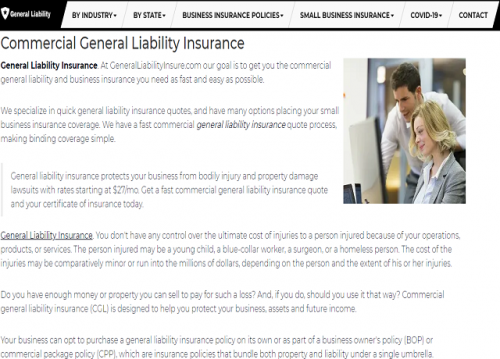 When a declare is reported to an insurance coverage firm, the primary coverage that can cowl all monetary losses and damages is the underlying, or major, coverage. At its very essence, general 
liability insurance is a coverage that covers damages ensuing from third-occasion accidents and bodily damage.
#generalliabilityinsurance #commercialgeneralliabilityinsurance #generalliability #generalliabilityinsurancecost

Web: https://generalliabilityinsure.com/