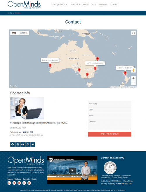 Contact Open Minds Training Academy today to discuss your future. Location Brisbane, QLD 4000. Telephone: +61 403 922 765 and E-mail: info@openmindsacademy.com.au

Hi as the owner and founder of Open Minds Training Academy, for over 20 years I’ve been coaching & training NLP & Leadership Coaching throughout Australia, including 11 years as Director of Training and CEO one of Australia’s most successful NLP & Leadership training companies.As the core trainer at the academy I continue to train both LIVE & online training courses and programs – as I’m as passionate today as I was over 15 years ago about human behaviour & development – coaching – the New Sciences of The Mind.

#openmindsbrisbane #nlptrainingmelbourne #nlpcoursesbrisbane #nlphypnosisacademybrisbane #nlppractitionercoursebrisbane #nlpcoursesmelbourne #nlplifecoach #nlptrainingbrisbane #lifecoachtrainingbrisbane #lifecoachingcoursesbrisbane #NLPOnlineCertificationTraining #hypnosiscoursebrisbane #nlpcoursesperth #nlppractitionermelbourne #nlptrainingperth #nlpcoursesbrimingham #nlplifecoachtrainingchester #nlptrainingnearme #AdvancedNLPTrainingManchester #lifecoachcoursesmanchester #lifecoachcertificationmanchester #lifecoachcoursesliverpooluk #lifecoachingcoursesuk

Web:- https://www.openmindstrainingacademy.com/contact/