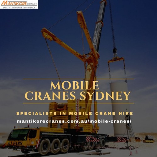 Mantikore Cranes is the best mobile cranes Sydney company. We are here to do all the diligent work for you. We are giving the setup of the crane using our versatile crane reducing any pressure or stress related to the underlying setup stage. We provide all aspects of crane hire services for the construction industry. We are committed to completing all projects safely, efficiently, on budget and on-time. We also provide buyback options once your crane has completed your project. We have more than 20 years of experience working in the crane hire industries in Australia. We assure you that you will receive the best crane hire services.  Our Crane is highly being used at construction sites to make the entire work stress-free and increase productivity. We are providing Tower Cranes, Mobile Cranes, Self-Erecting Cranes, and Electric Luffing Cranes. Our professionals will provide you with effective solutions and reliable services that can help you to solve technical problems that might occur sometimes. Also, get effective solutions for any requirements of your projects for the best price & service, contact us at 1300 626 845 for crane hire and visit our website today.

Website:  https://mantikorecranes.com.au/mobile-cranes/