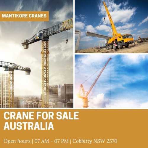 Need a crane for sale Australia? Mantikore Cranes provides the best new as well as used cranes for sale services. We can even provide custom cranes to suit your specifications. Also providing other crane services like Tower cranes, Mobile cranes, self-erecting cranes, Electric Luffing etc. Mantikore cranes provides cost-effective solutions to the lifting needs of its clients. Whichever crane you can be assured it is the most viable to get the job done.  Ranging from small to large projects we have a crane to meet your needs. Drop your requirement info@mantikorecranes.com.au, Call us at 1300 626 845. Our opening timing is Monday to Friday from 7 am to 7 pm.

•	Website:  https://mantikorecranes.com.au/