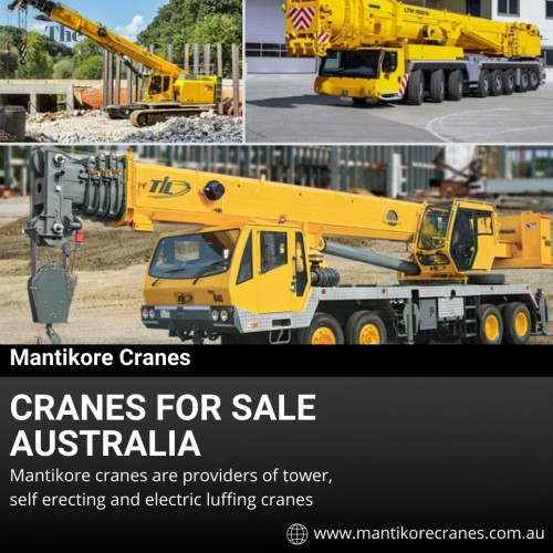 Looking for new and used cranes for sale Australia.  Mantikore Cranes is here to do all the diligent work for you. We are giving the setup of the tower crane using our versatile crane reducing any pressure or stress related to the underlying setup stage. Our Crane is highly being used at construction sites to make the entire work stress-free and increase the productivity. We are providing Tower Cranes, Mobile Cranes, Self-Erecting Cranes, and Electric Luffing Cranes. Our professionals will provide you the effective solutions and reliable services that can help you to solve technical problems that might occur sometimes. Also, get effective solutions for any requirements of your projects for the best price & service, contact us at 1300 626 845 for crane hire and visit our website today.
•	Website: https://mantikorecranes.com.au/
•	Address:  PO BOX 135 Cobbitty NSW, 2570 Australia
•	Email:  info@mantikorecranes.com.au 
•	Opening Hours:  Monday to Friday from 7 am to 7 pm