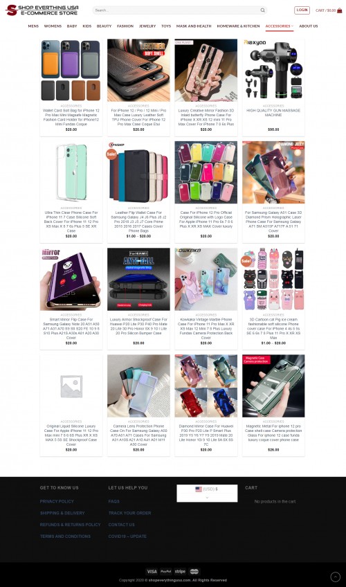 Buy online phone accessories. Wallet card solt bag for iphone 12, luxury creative mirror fashion 3d inlaid butterfly phone case for iphone x xr xs 12 and high-quality gun massage machine.

We are a team of enthusiastic developers and entrepreneurs who decided to convert their common experience into this web store. We hope you’ll like it as much as we do and have a great shopping experience here. Our prime goal is to create a shop in which you can easily find whatever product you need.

Read More : - https://shopeverythingusa.com/phone-accessories/

#Shopfromonlinestoresinusa#Bestonlineshoppinginusa#Onlineshoppingwebsitesinusa#Shopmen'soutfitsonline#Mensclothesonsale#Usaonlineshoppingclothes#Clothesonlinemens#Buyonlinewomen'sclothing#Women'sclothingmadeinusa#Babyclothingstoresnearm#Kidsclothingonline#Beautyitemsonlineinusa#Cosmeticproductsonline#Fashionaccessoriesusa#Shopjewelryonline#Onlinemaskandhealth#Homeware&kitchenproducts#Onlinephoneaccessories#Mensaccessoriesinusa