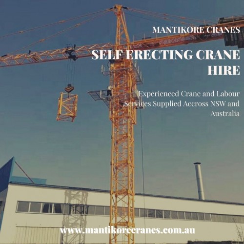 Mantikore Cranes has over 20 years’ experience in construction industries and expert in Self-Erecting Crane Hire. We Provide the best cranes for sale or hire. Our cranes and personnel are suitably skilled and experienced to overcome all kinds of crane challenges. Ranging from small to large projects we have a crane to meet your needs. Our experience and knowledge ensure that you receive quality new and used cranes for sale throughout Australia at a reasonable price. Also, you can hire tower crane, self-erecting cranes, and electing Luffing cranes, etc. If you have any questions about crane hire please call us at 1300626845 or email us at info@mantikorecranes.com.au.

Website:  https://mantikorecranes.com.au/