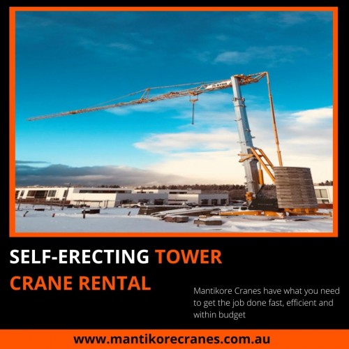 If you want to buy Self- Erecting tower crane rental for your construction site. Mantikore Cranes provide ultimate cranes services at an affordable price. We are the cranes specialist with over 20 years’ experience in the construction industries. We provide the best cranes for sale or hire. Our Crane is highly being used at construction sites to make the entire work stress-free and increase the productivity. We are also providing mobile cranes, Self-erecting cranes, and self-erecting cranes. We provide the best cranes for sale or hire. Our Crane is highly being used at construction sites to make the entire work stress-free and increase productivity. Also, get effective solutions for any requirements of your projects for the best price & service, visit our website today! Contact us at 1300626845.

•	Website:  https://mantikorecranes.com.au/