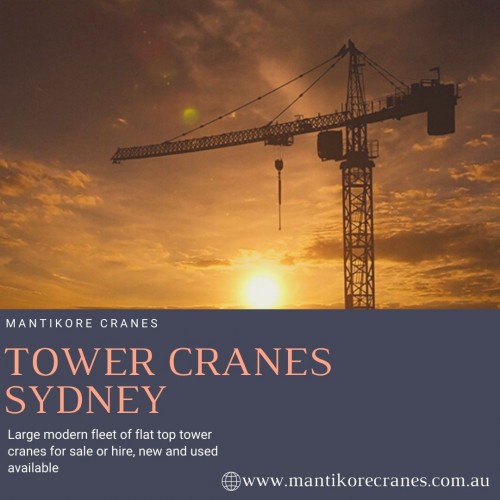 Are you looking for tower cranes in Sydney for your construction site? Mantikore Cranes is the best place for your business needs.  Mantikore Cranes is here to do all the diligent work for you. We are giving the setup of the tower crane using our versatile crane reducing any pressure or stress related to the underlying setup stage. The majority of our cranes is appropriately kept up and is reliably given to our customers according to your specific needs. We are providing new as well as used cranes for sale in NSW.  We have a Professional who helped you always if any fault might occur. We are also providing Mobile cranes, self-erecting cranes, electric luffing cranes.  For more information visit our website or email us at info@mantikorecranes.com.au. Opening Hours is Monday to Friday from 7 am to 7 pm.

Website: https://mantikorecranes.com.au/

•	Address:  PO BOX 135 Cobbitty NSW, 2570 Australia
•	Opening Hours:  Monday to Friday from 7 am to 7 pm