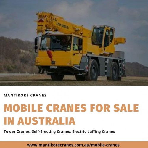 Mantikore Cranes is a specialist in mobile cranes for sale in Australia. We provide all aspects of mobile crane services for the construction industry. We are committed to completing all projects safely, efficiently, on budget and on-time. We also provide buyback options once your crane has completed your project. We have more than 20 years of experience working in the crane hire industries in Australia. We assure you that you will receive the best crane hire services.  Cranes we provide are Tower Crane, Mobile Cranes, Self-Erecting cranes, Electric Luffing cranes etc. We do all the diligent work for you. We are giving the setup of the mobile crane using our versatile crane reducing any pressure or stress related to the underlying setup stage.  View our complete range of new and used construction equipment and machinery for sale throughout Australia.


•	Website: https://mantikorecranes.com.au/mobile-cranes/
•	Address:  PO BOX 135 Cobbitty NSW, 2570 Australia
•	Email:  info@mantikorecranes.com.au 
•	Opening Hours:  Monday to Friday from 7 am to 7 pm