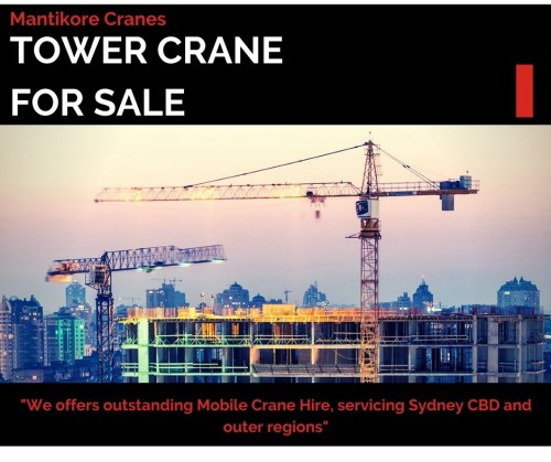 Are you are looking for tower crane for sale in Australia? Get a platform to buy crane hire rates Sydney.  Mantikore Cranes is the cranes specialist with over 30 years’ experience in construction industries. We Provide the best cranes for sale or hire. Our Crane is highly being used at construction sites to make the entire work stress-free and increase productivity. We are providing Tower Cranes, Mobile Cranes, Self-Erecting Cranes, and Electric Luffing Cranes. Our professionals will provide you with effective solutions and reliable services that can help you to solve technical problems that might occur sometimes. Also, get effective solutions for any requirements of your projects for the best price & service, contact us at 1300 626 845 for crane hire and visit our website today.

Website:  https://mantikorecranes.com.au/
•	Address:  PO BOX 135 Cobbitty NSW, 2570 Australia
•	Email:  info@mantikorecranes.com.au 
•	Opening Hours:  Monday to Friday from 7 am to7 pm