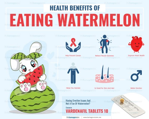 Watermelon is a delicious and refreshing fruit that’s also good for you. It contains only 46 calories per cup but is high in vitamin C, vitamin A and many healthy plant compounds. It helps in getting a better erection. Or one can also take the help of Vardenafil Tablets 10