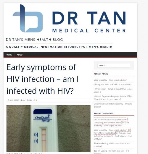 Some HIV symptoms include fever, sore throat, rash, swollen lymph nodes. Read on to find out more about Dr Tan&#039;s involvement in HIV care since 2005.

https://drtanmenshealthblog.com/2021/04/08/early-symptoms-of-hiv-infection-am-i-infected-with-hiv/

#menshealthblog #BestMen'sHealthBlogs2021 #MensHealthTipsblog #Men'sFitnessTips2021 #Men'sfitnessblogs #Men'shealtharticles2020 #Men'sHealthNews2021 #hivfromoralsex